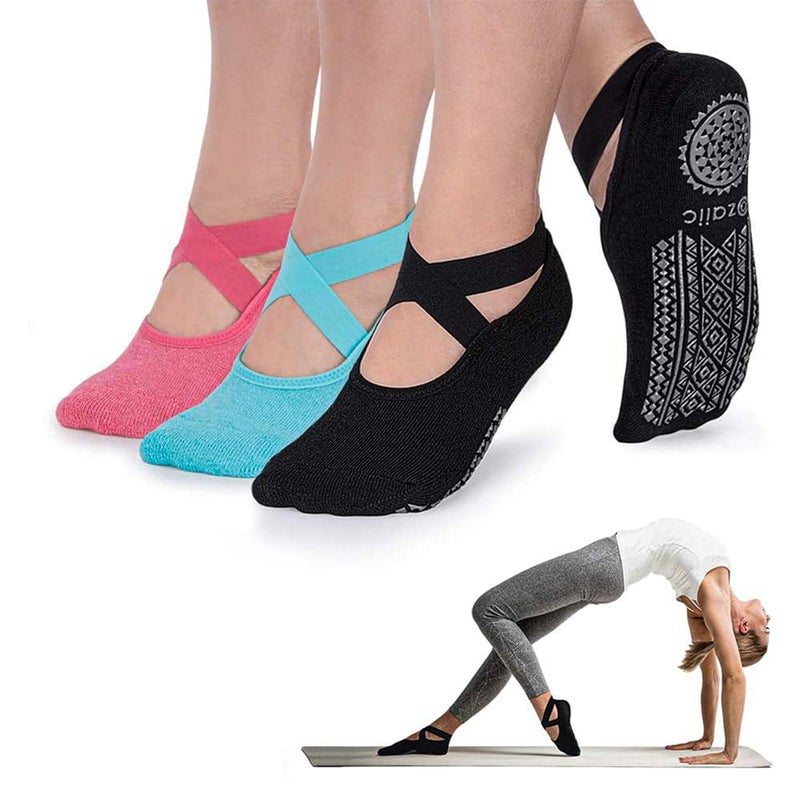 Ozaiic Pilates Socks for Women Non Slip Grip, Yoga Socks with Grippers for Barre, Hospital, Ballet, Dance, Barefoot Workout - Image 1
